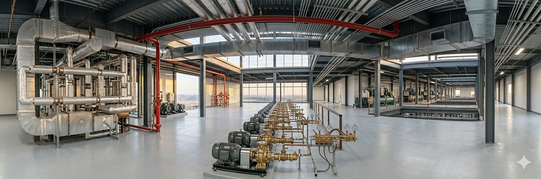 Integrated MEPF installation in NCR — chiller plant, electrical panels and fire pump room